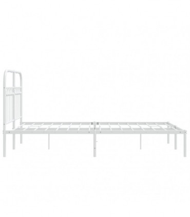 vidaXL Metal Bed Frame with Headboard White 120x190 cm Small Double