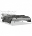 vidaXL Metal Bed Frame with Headboard White 140x190 cm