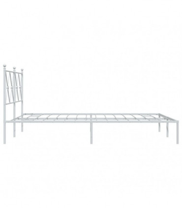 vidaXL Metal Bed Frame with Headboard White 140x190 cm