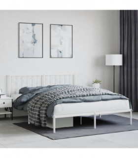 vidaXL Metal Bed Frame with Headboard White 160x200 cm