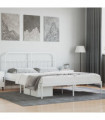vidaXL Metal Bed Frame with Headboard White 180x200 cm Super King
