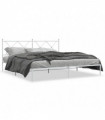 vidaXL Metal Bed Frame with Headboard White 180x200 cm Super King