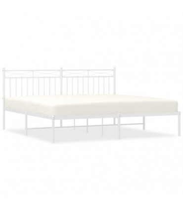 vidaXL Metal Bed Frame with Headboard White 183x213 cm