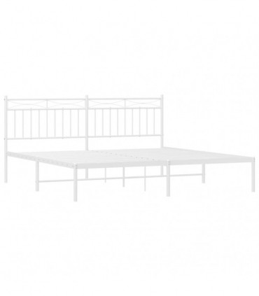 vidaXL Metal Bed Frame with Headboard White 183x213 cm