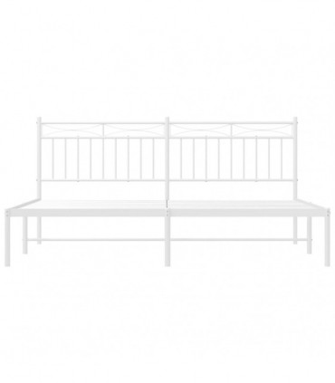 vidaXL Metal Bed Frame with Headboard White 183x213 cm
