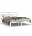 vidaXL Metal Bed Frame with Headboard White 183x213 cm