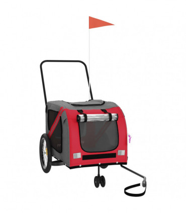 vidaXL Pet Bike Trailer Red and Grey Oxford Fabric and Iron