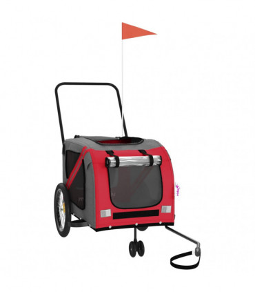 vidaXL Pet Bike Trailer Red and Grey Oxford Fabric and Iron