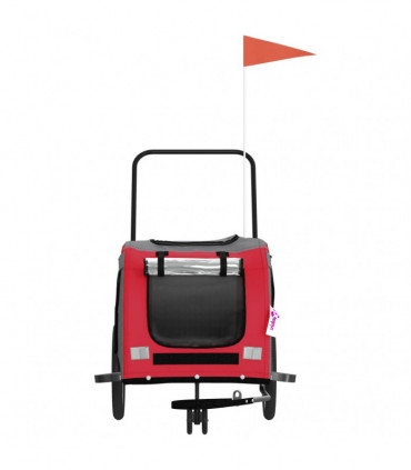 vidaXL Pet Bike Trailer Red and Grey Oxford Fabric and Iron