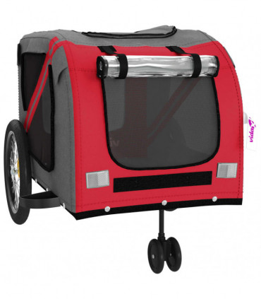 vidaXL Pet Bike Trailer Red and Grey Oxford Fabric and Iron