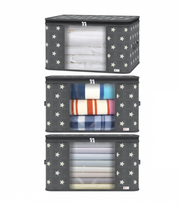 VINSANI 3pc DELUXE STORAGE BAGS GREY STAR 0000329