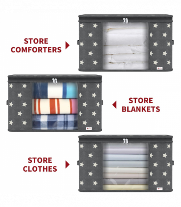 VINSANI 3pc DELUXE STORAGE BAGS GREY STAR 0000329