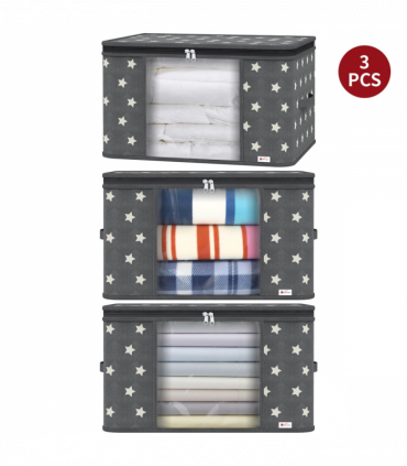 VINSANI 3pc DELUXE STORAGE BAGS GREY STAR 0000329