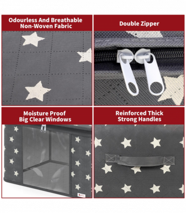 VINSANI 3pc DELUXE STORAGE BAGS GREY STAR 0000329