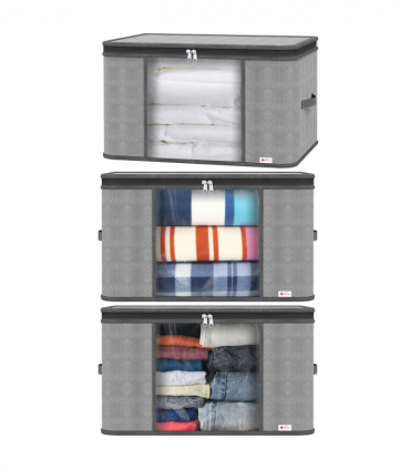 VINSANI 3pc DELUXE STORAGE BAGS LIGHT GREY 0000327