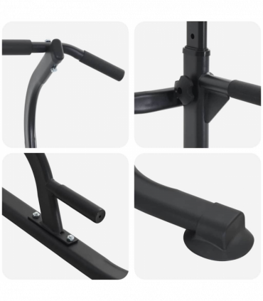 vidaXL Power Tower Dip Station Other Black 95 x 102 x (160-210) cm