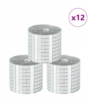 vidaXL Mirror Mosaic Tile Geometric 12 pcs Silver 100 x 4 cm Glass