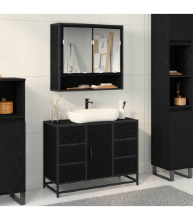 vidaXL Bathroom Furniture Set 2 pcs Black oak 80 x 33 x 60 cm