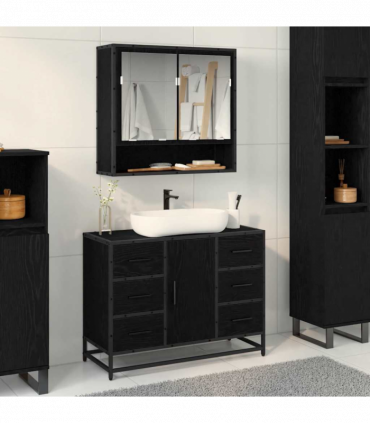 vidaXL Bathroom Furniture Set 2 pcs Black oak 80 x 33 x 60 cm