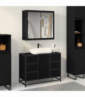 vidaXL Bathroom Furniture Set 2 pcs Black oak 80 x 33 x 60 cm