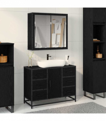 vidaXL Bathroom Furniture Set 2 pcs Black oak 80 x 33 x 60 cm