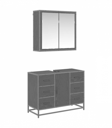 vidaXL Bathroom Furniture Set 2 pcs Black oak 80 x 33 x 60 cm