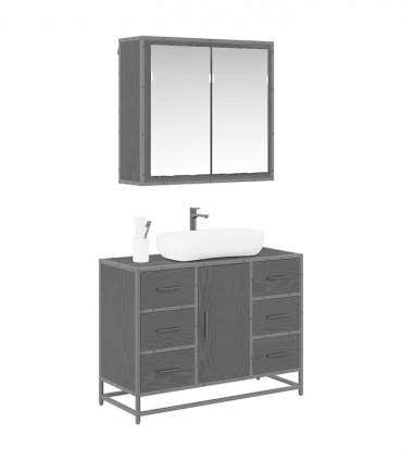 vidaXL Bathroom Furniture Set 2 pcs Black oak 80 x 33 x 60 cm