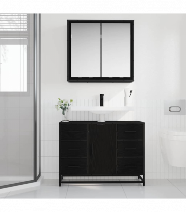 vidaXL Bathroom Furniture Set 2 pcs Black oak 80 x 33 x 60 cm
