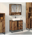 vidaXL Bathroom Furniture Set with Door 2 pcs Old wood 65 x 33 x 60 cm
