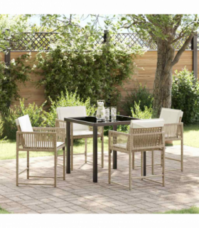 vidaXL Garden Dining Set 5 pcs Beige Poly Rattan