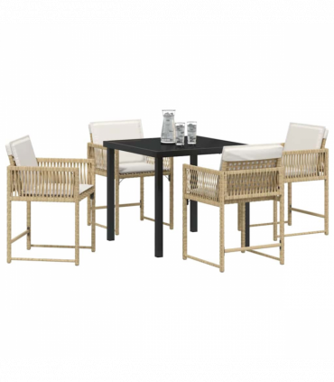 vidaXL Garden Dining Set 5 pcs Beige Poly Rattan