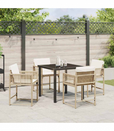 vidaXL Garden Dining Set 5 pcs Beige Poly Rattan