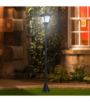 Outdoor Garden Solar Post Lamp Dimmable LED Lantern Bollard 1.2M Tall Black