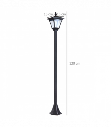 Outdoor Garden Solar Post Lamp Dimmable LED Lantern Bollard 1.2M Tall Black