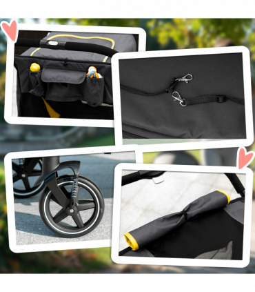 PawHut Foldable Dog Carriage w/ Universal Wheels, Shock Absorber - Grey