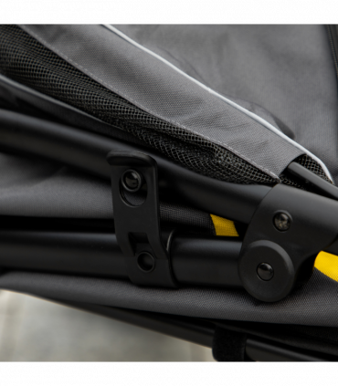 PawHut Foldable Dog Carriage w/ Universal Wheels, Shock Absorber - Grey