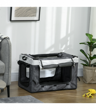 PawHut Foldable Pet Stroller w/ Detachable Carrier, Soft Padding - Grey