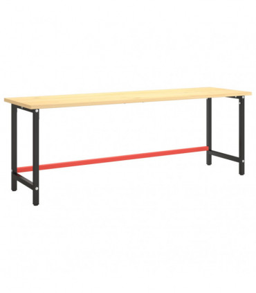 Work Bench Frame Matte Black and Matte Red 220x57x79 cm Metal