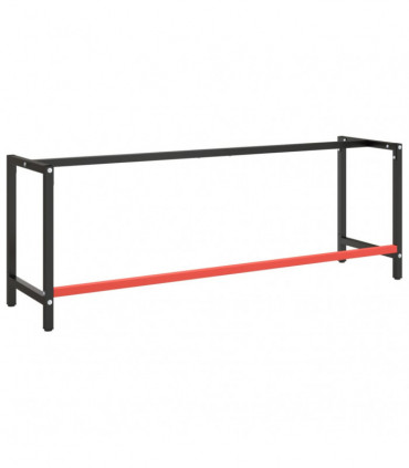 Work Bench Frame Matte Black and Matte Red 220x57x79 cm Metal