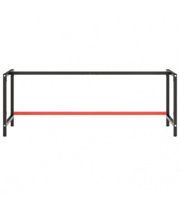 Work Bench Frame Matte Black and Matte Red 220x57x79 cm Metal