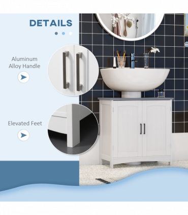 kleankin Pedestal Under Sink Cabinet, Bathroom Storage Vanity Unit, White