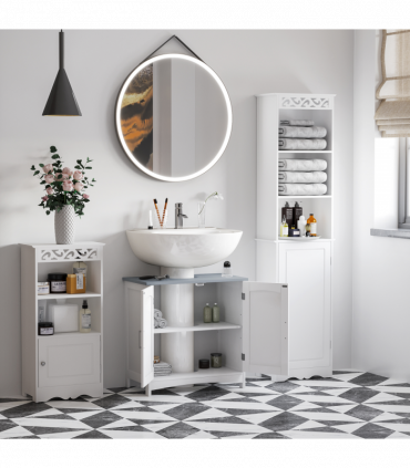 kleankin Pedestal Under Sink Cabinet, Bathroom Storage Vanity Unit, White