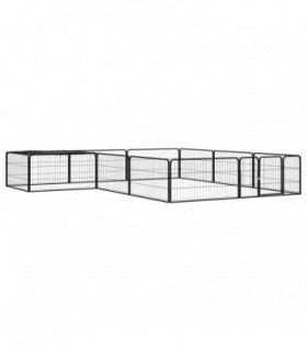 vidaXL 12-Panel Dog Playpen Black 100x50 cm Powder-coated Steel