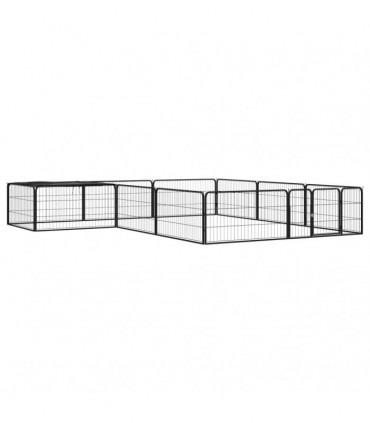 vidaXL 12-Panel Dog Playpen Black 100x50 cm Powder-coated Steel