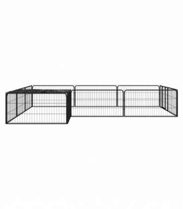 vidaXL 12-Panel Dog Playpen Black 100x50 cm Powder-coated Steel