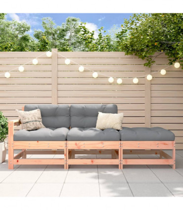 vidaXL 3 Piece Garden Lounge Set with Cushions Solid Wood Douglas