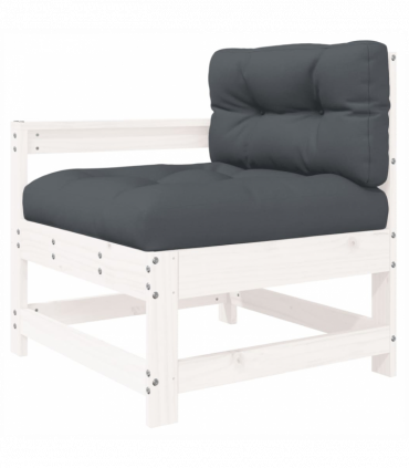 vidaXL 3 Piece Garden Lounge Set with Cushions White Solid Wood