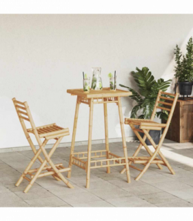 vidaXL 3 Piece Outdoor Bar Set Foldable Bamboo