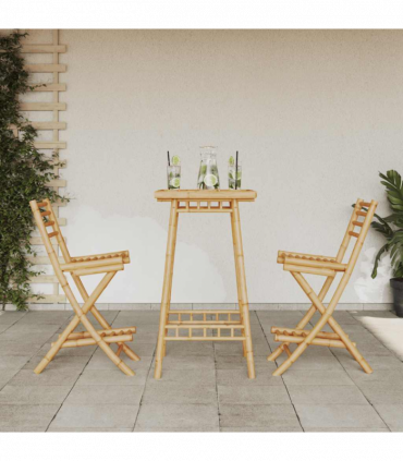 vidaXL 3 Piece Outdoor Bar Set Foldable Bamboo