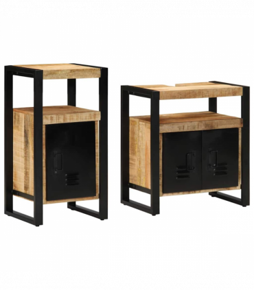 vidaXL Bathroom Furniture Set 2 pcs Brown Soild rough mango wood